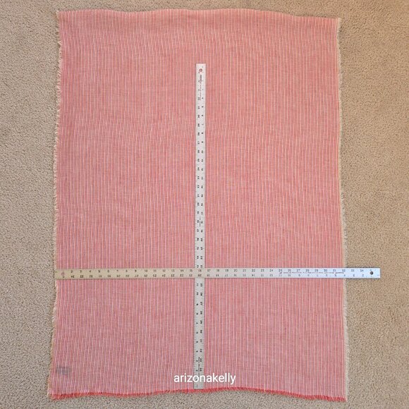 Linen Blend Large Striped Scarf Pink, Orange, and White - Picture 7 of 14